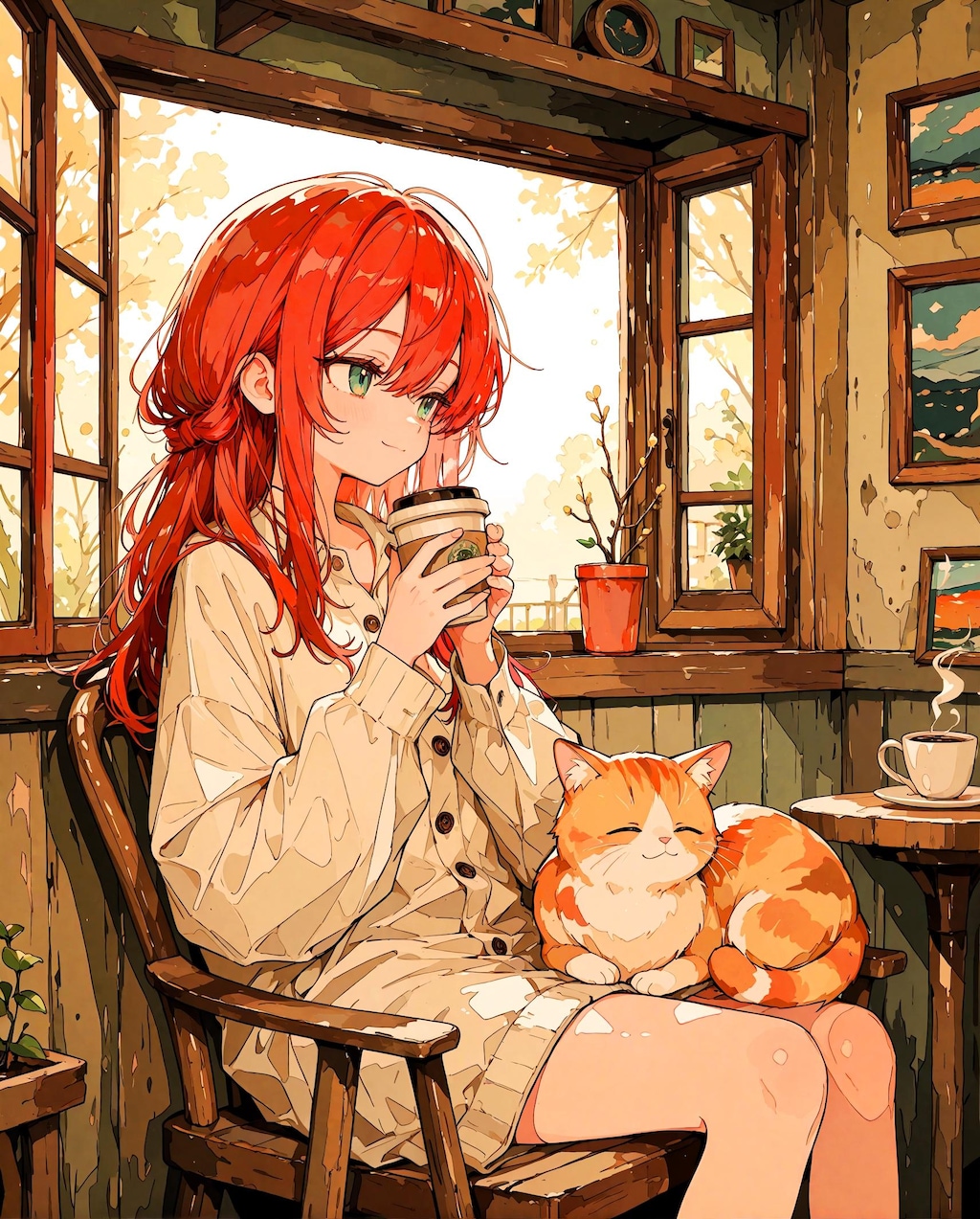 朝コーヒーの少女