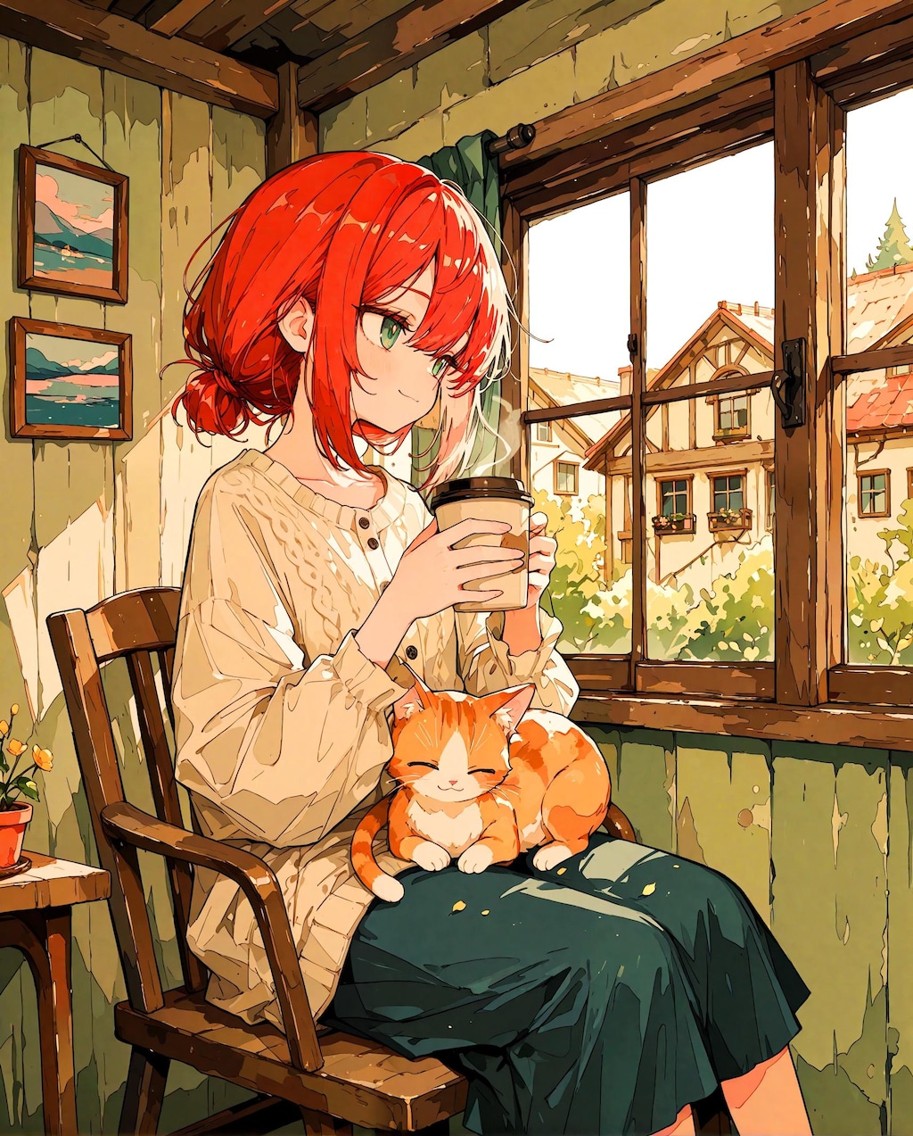 朝コーヒーの少女