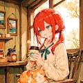 朝コーヒーの少女 3枚目