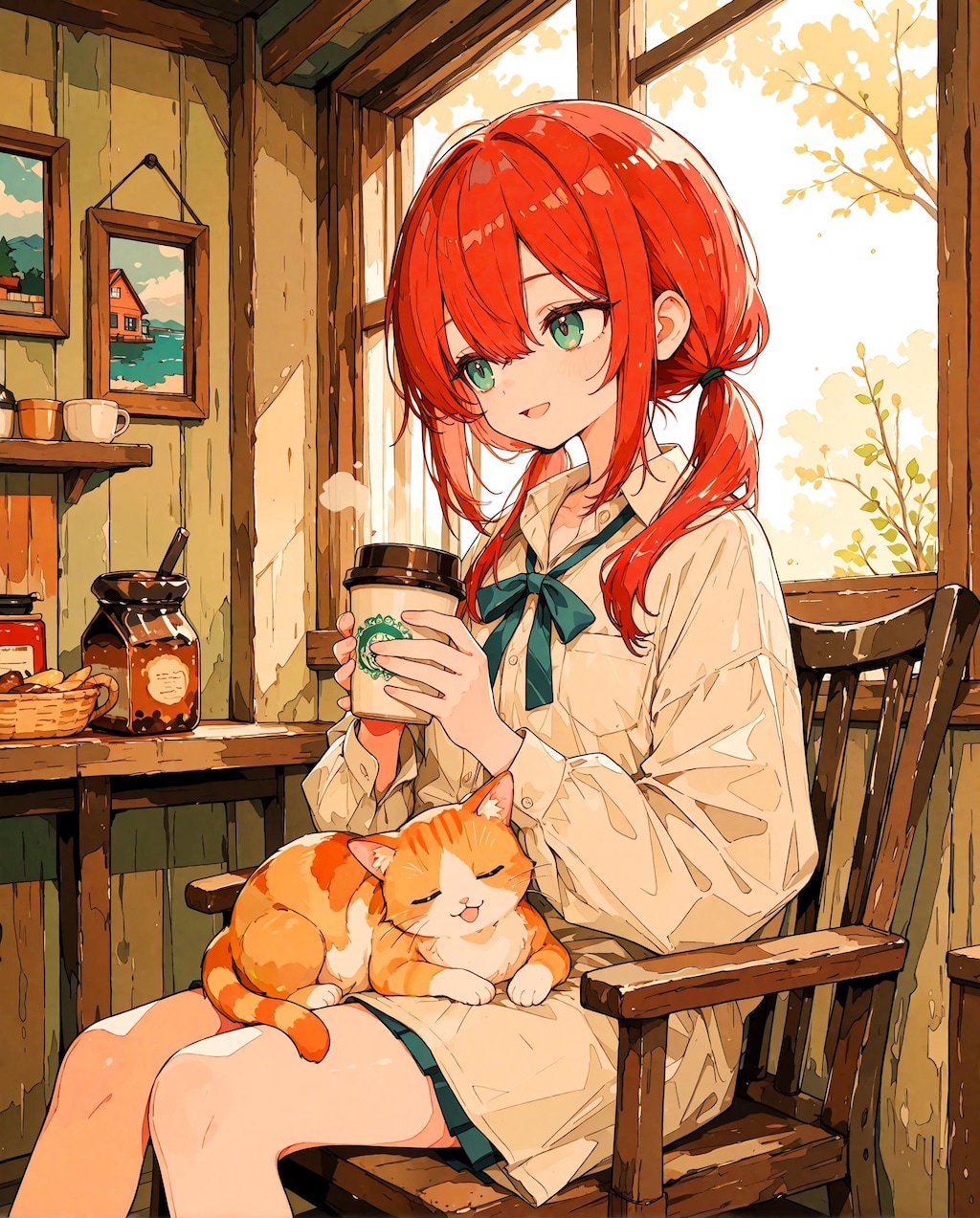 朝コーヒーの少女