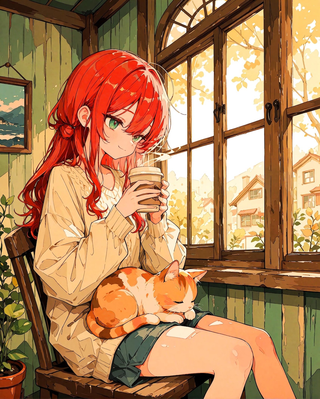 朝コーヒーの少女