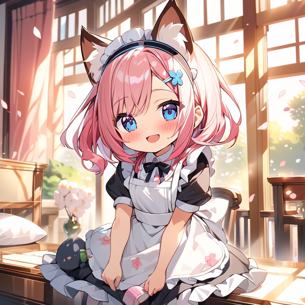 深窓に舞う桜×ミニメイド