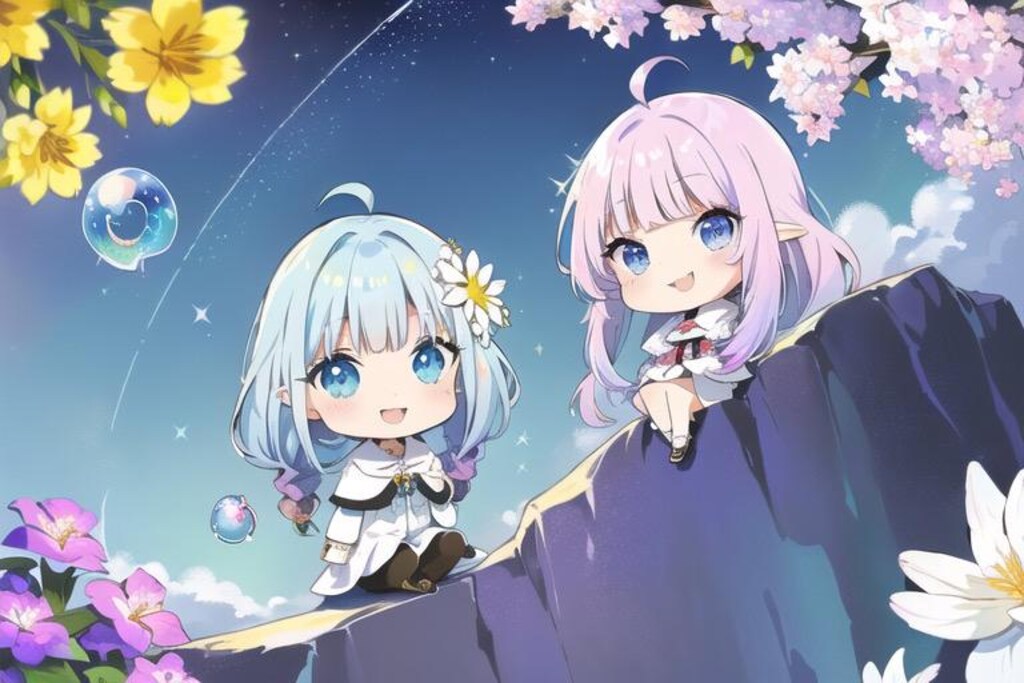 お花とシャボン玉