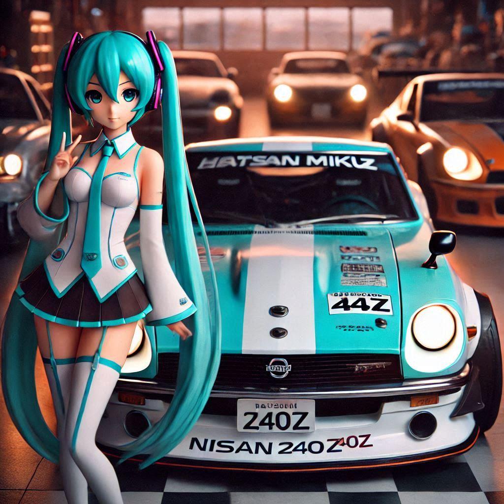 初音ミクと日産240Zレーシングカー | の人気AIイラスト・グラビア
