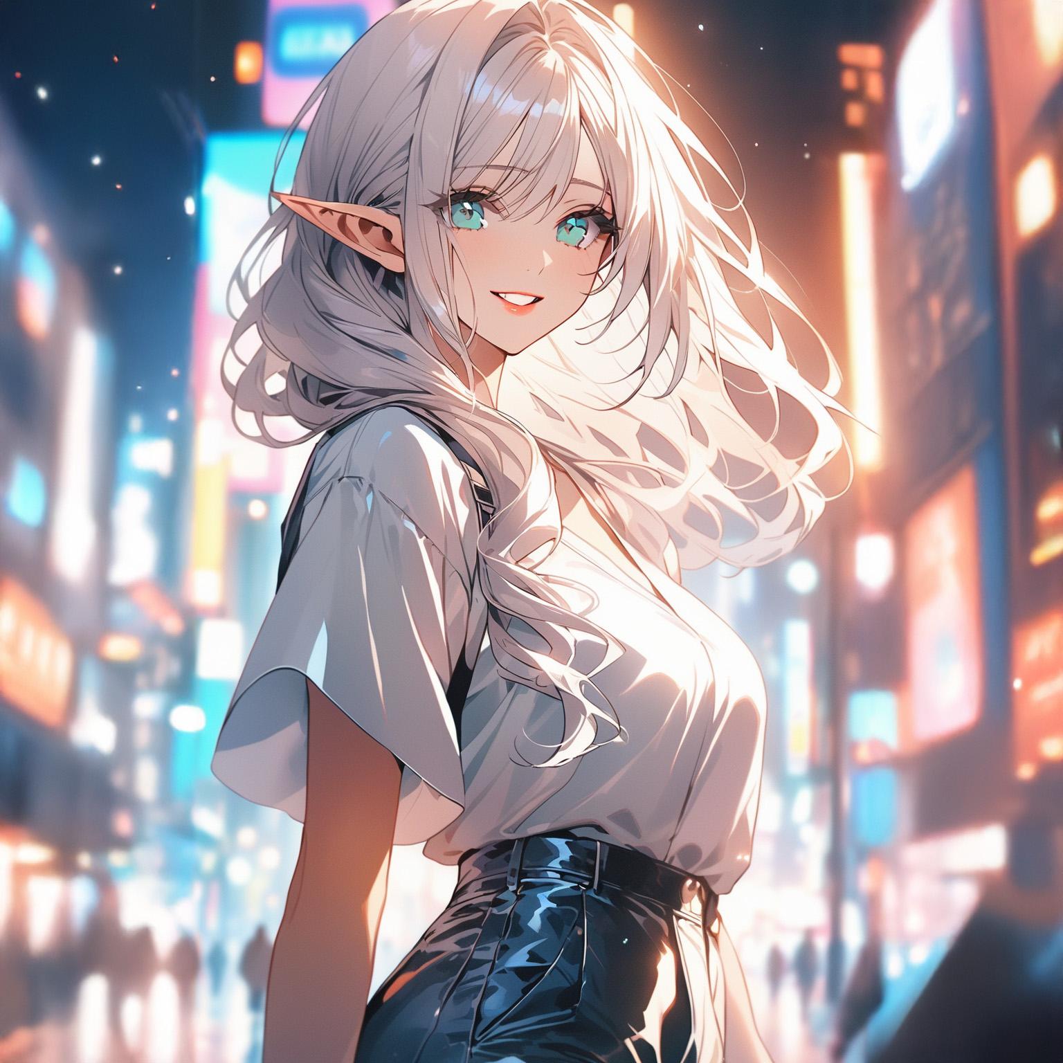 都会のエルフ「すっかり染まっちゃった」 | の人気AIイラスト・グラビア