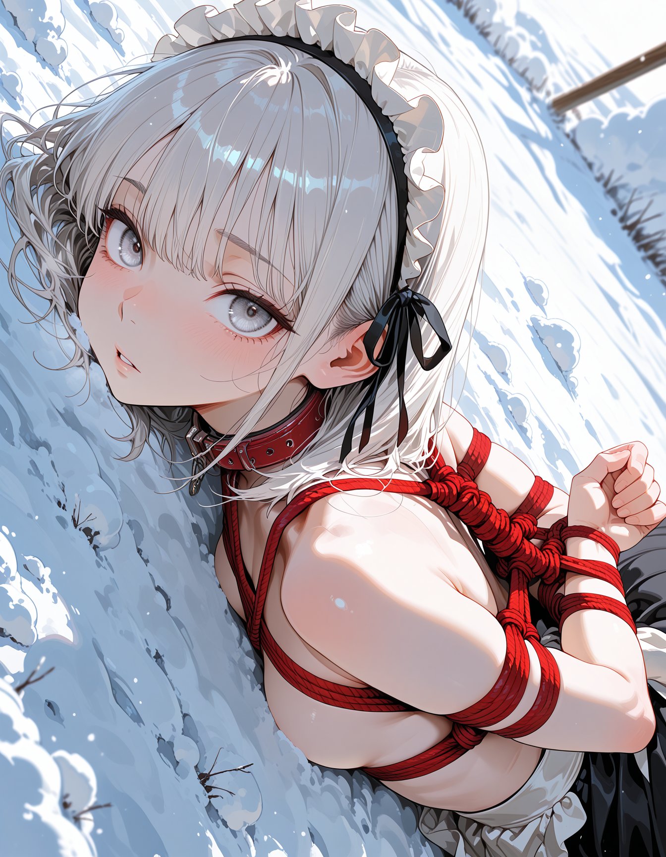 雪原で緊縛