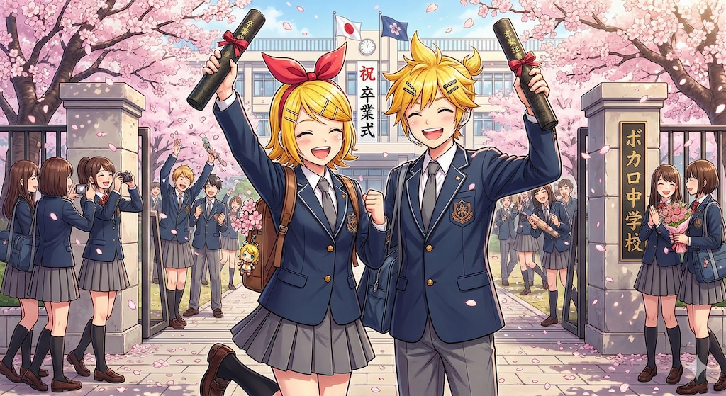 卒業　リンさんとレン君