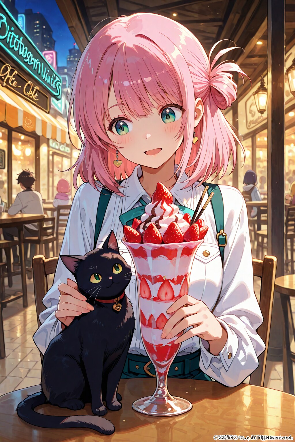 イチパフェと黒猫 | の人気AIイラスト・グラビア