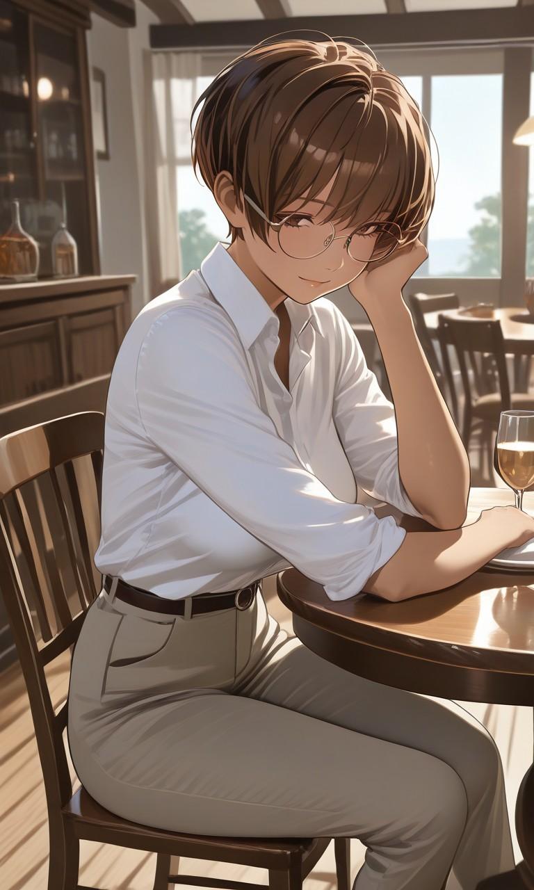 寝不足気味の日焼け彼女