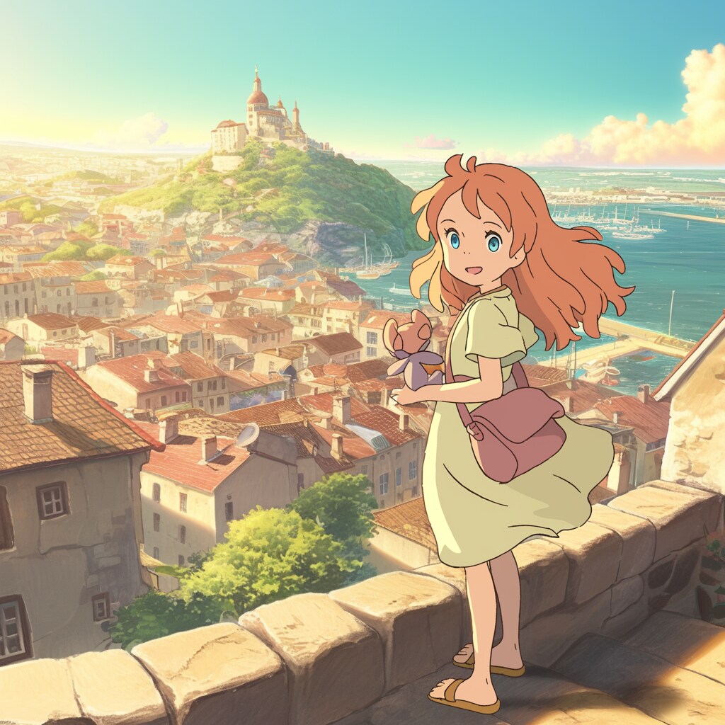 ノートルダム・ド・ラ・ガルド大聖堂と女の子 Notre Dame de la Garde Cathedral and girl