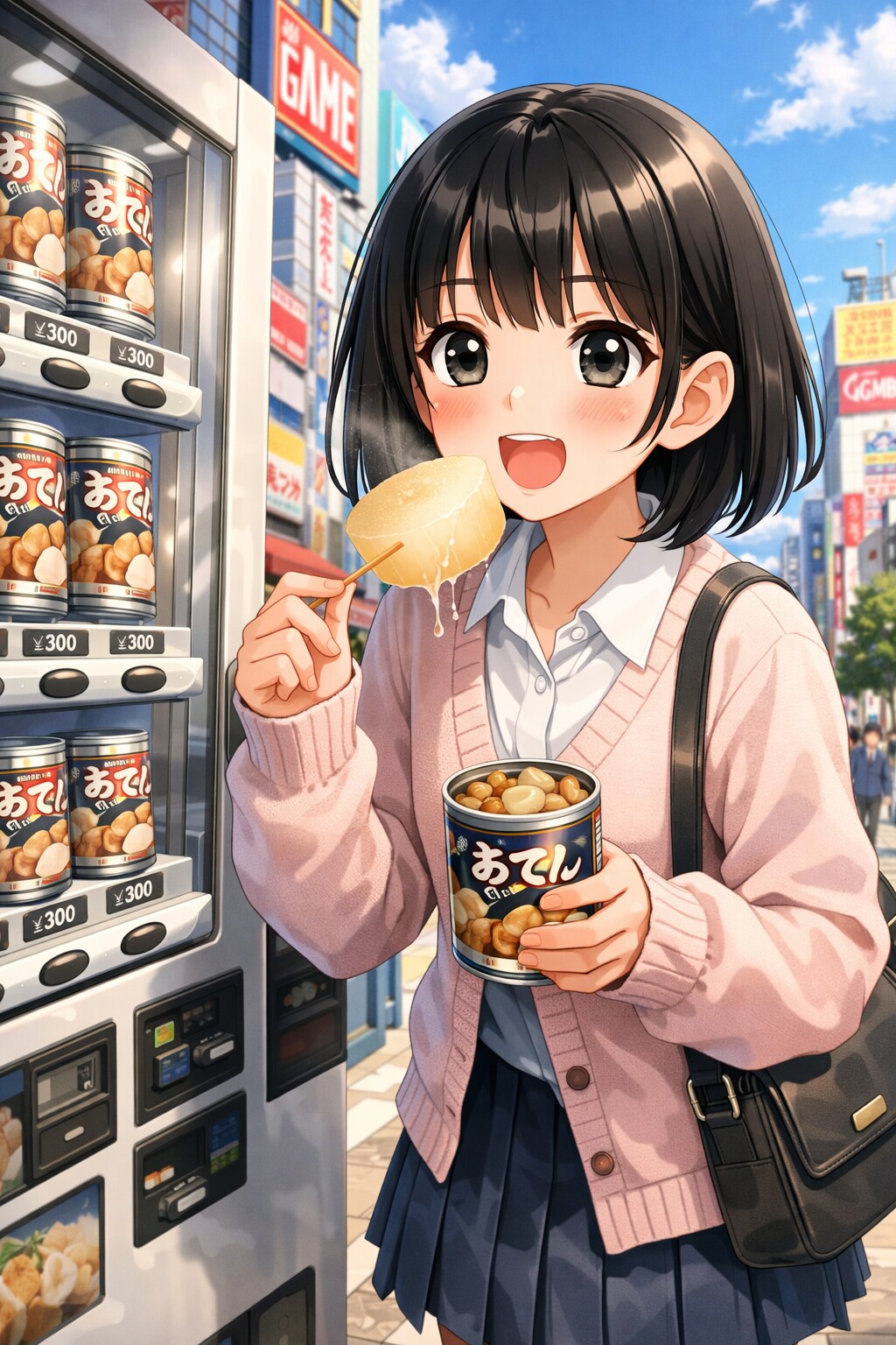 おでん缶の大根を食べている女の子 | の人気AIイラスト・グラビア