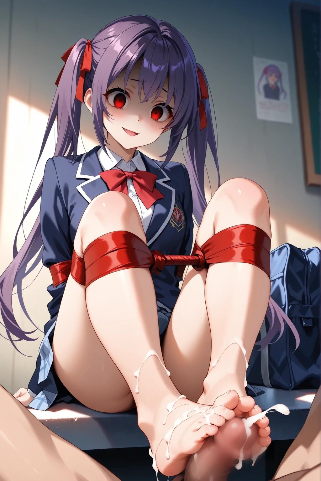 私の足コキが１番ですよね〜♡うわ〜おっきくなったね♡ 紫髪の少女（ヤンデレ）