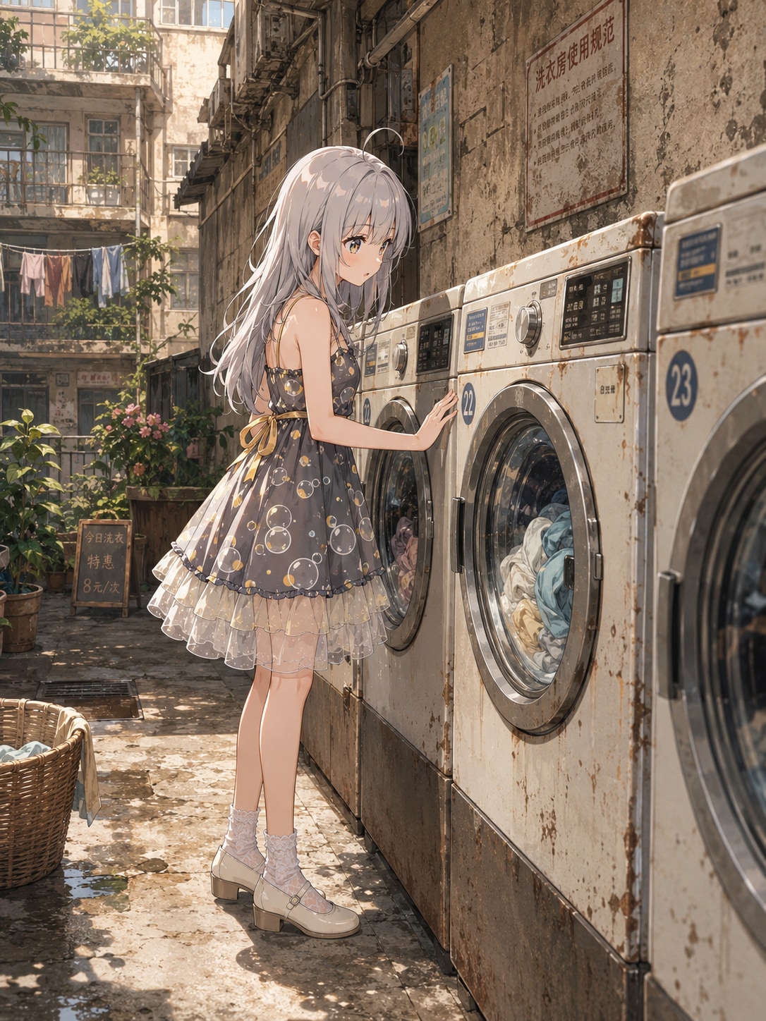 古い洗濯場で