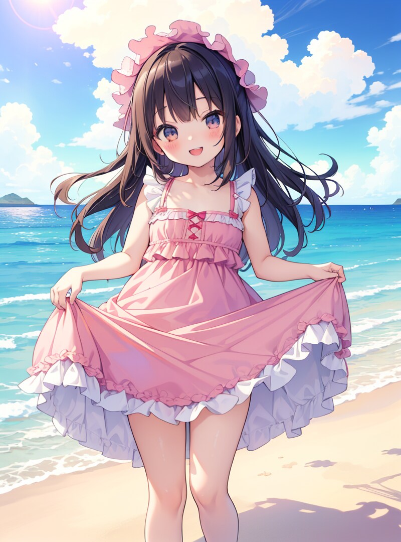 夏のフリルワンピース