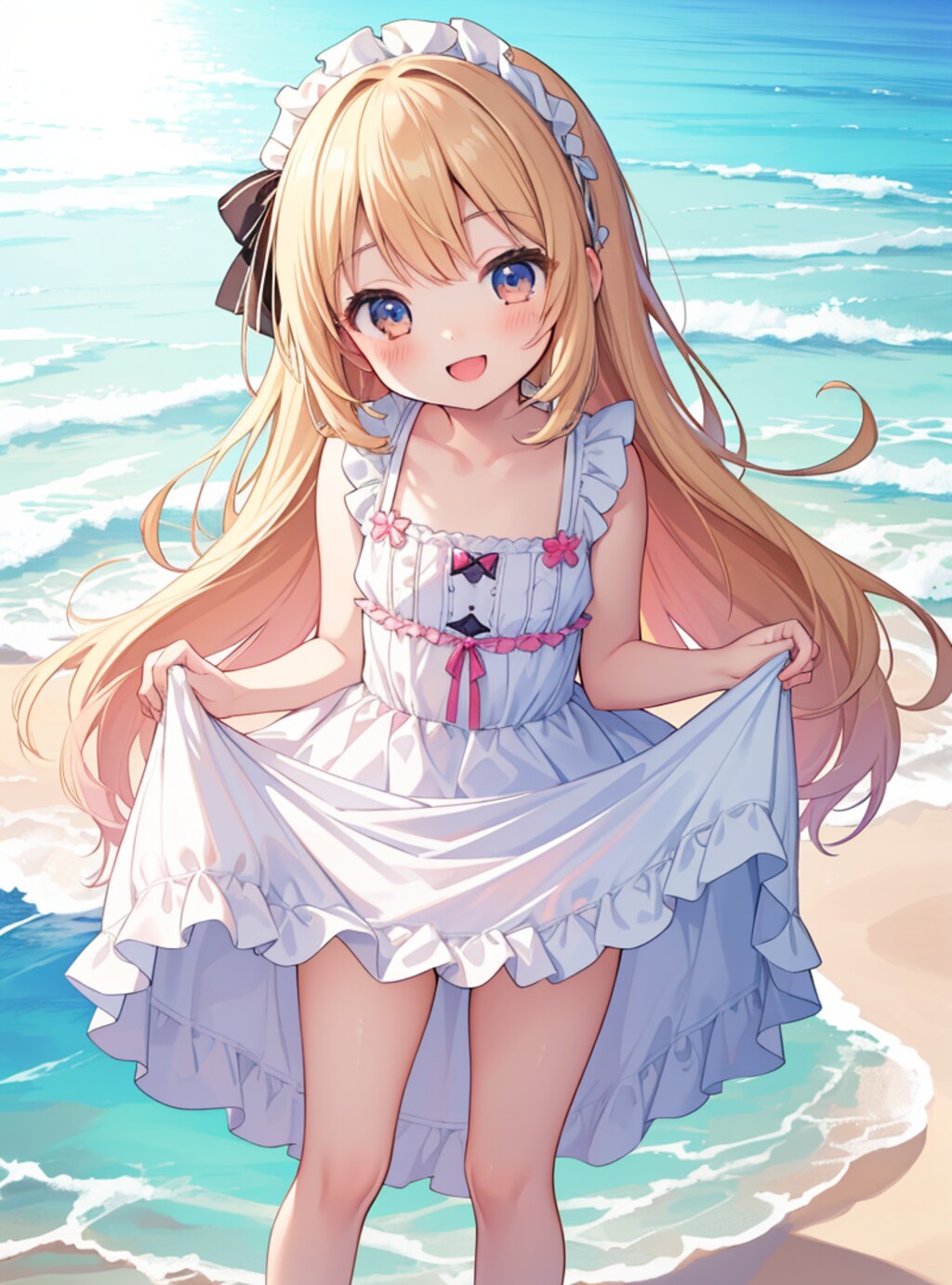 夏のフリルワンピース