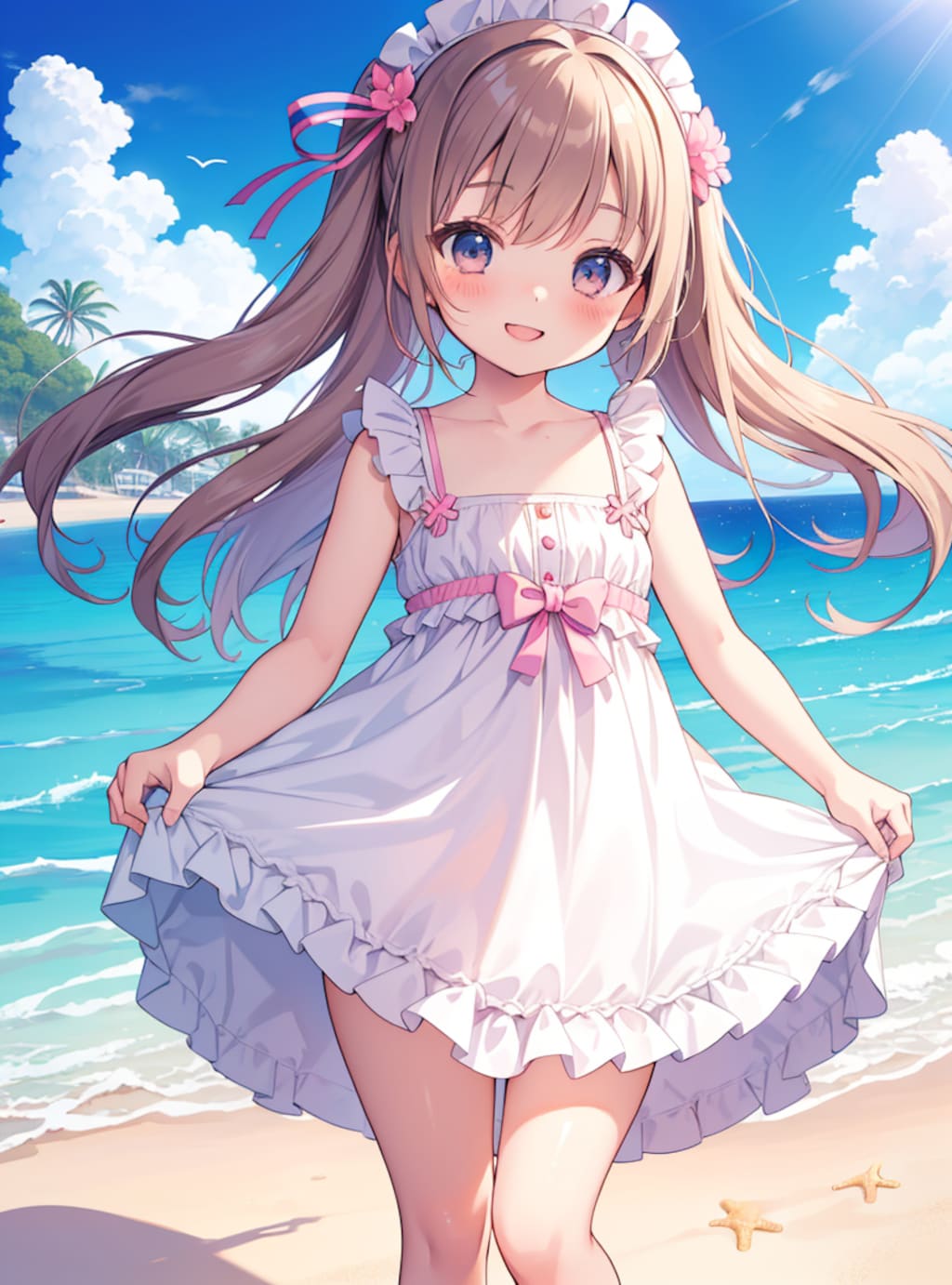 夏のフリルワンピース