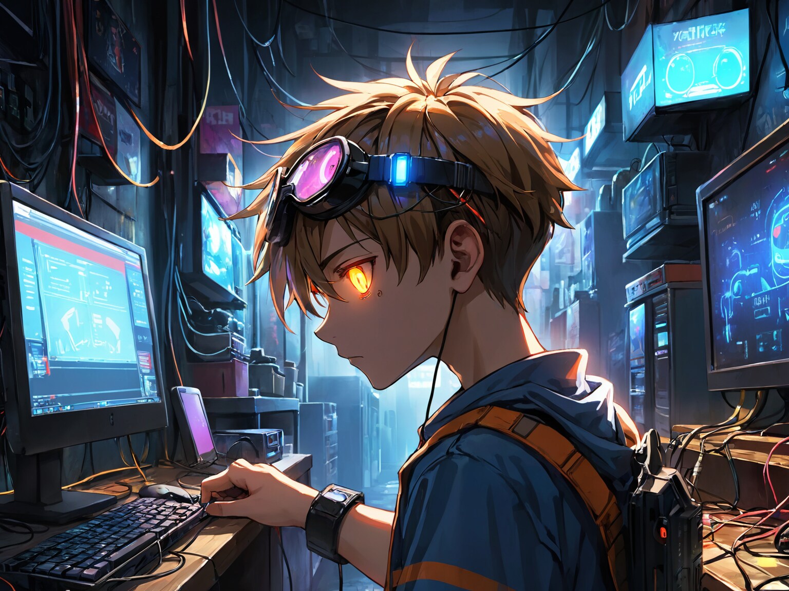 情報を盗み取る少年 | の人気AIイラスト・グラビア