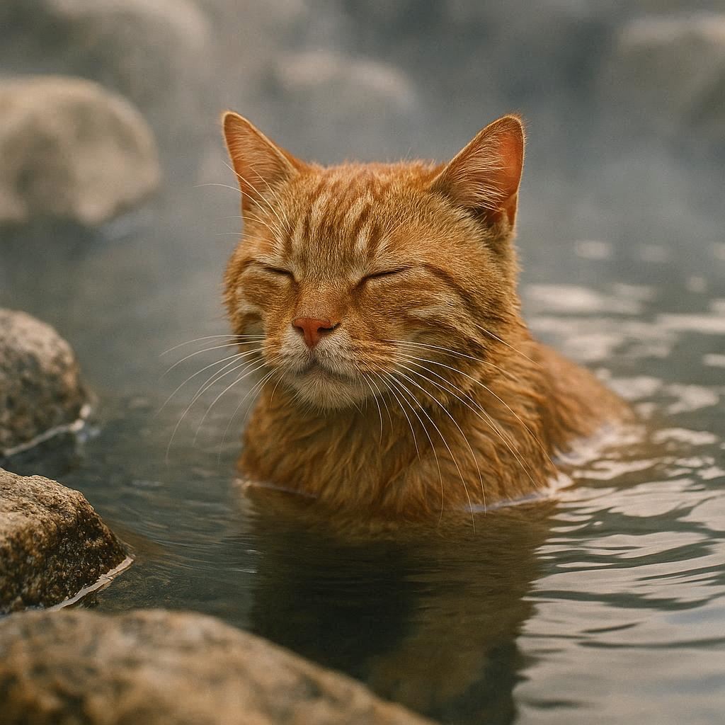 温泉に入る猫 | の人気AIイラスト・グラビア