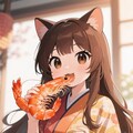 エビを食べるみことちゃん 2枚目