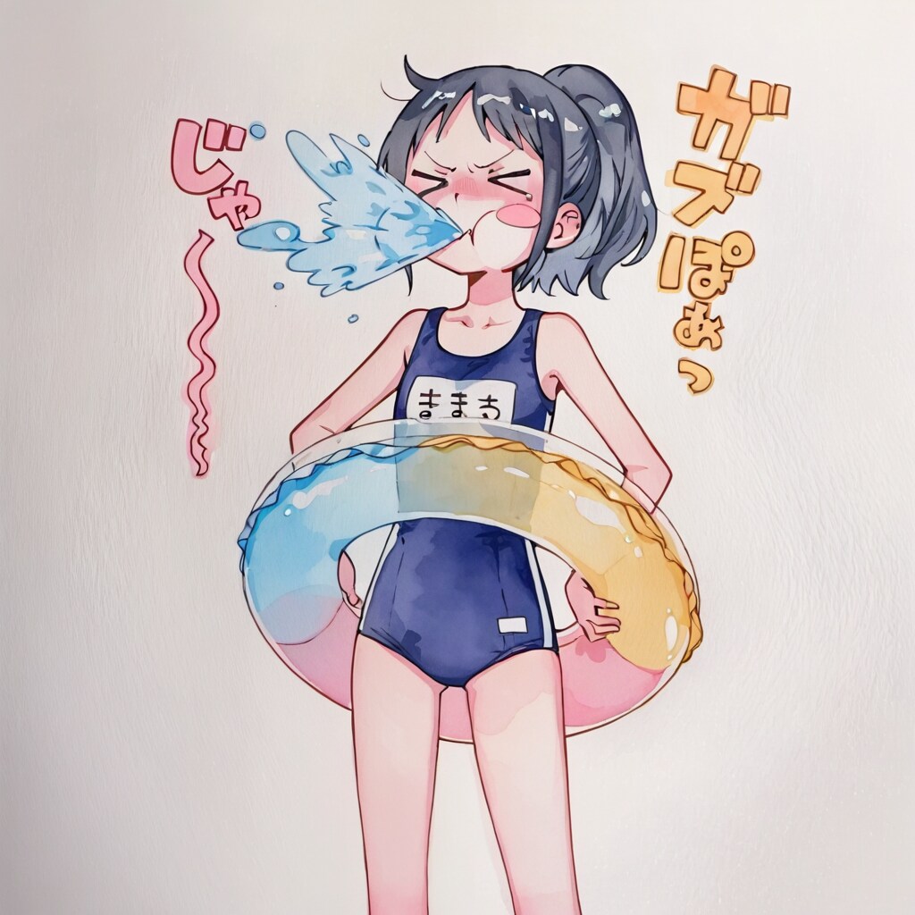 吹き出すスク水ガール