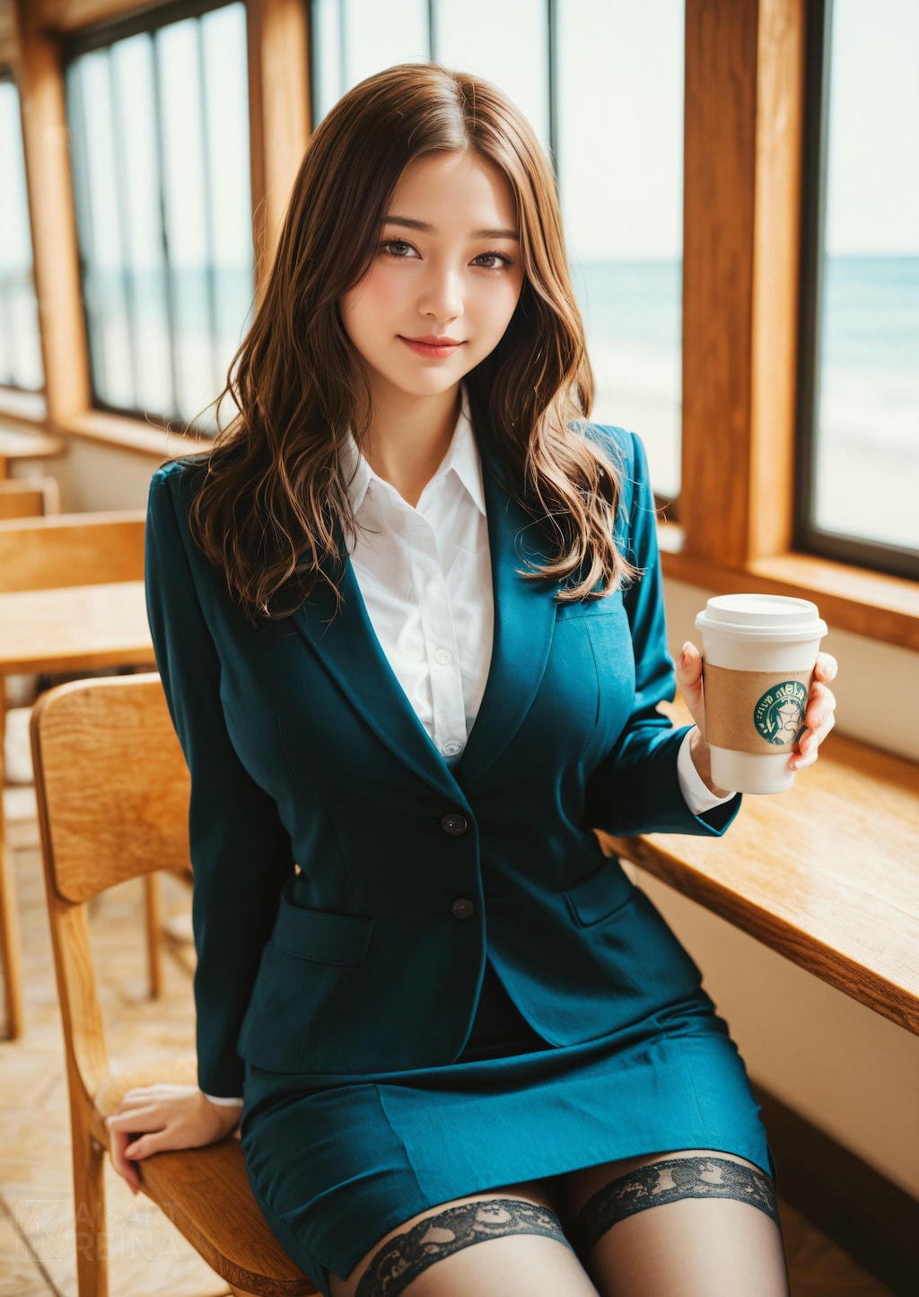 ナディア ストーリー編 カフェ スーツ 座り姿勢