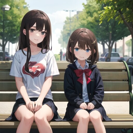 ベンチの仲良し | の人気AIイラスト・グラビア