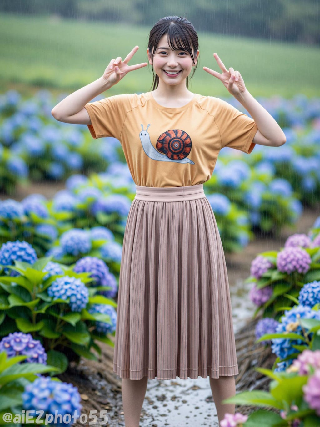 紫陽花畑での出会い