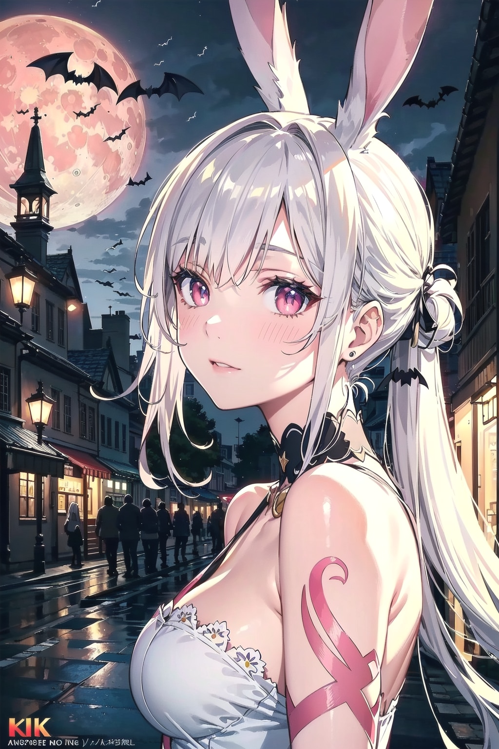 コウモリと月明かりなのです🦇🐰🌕