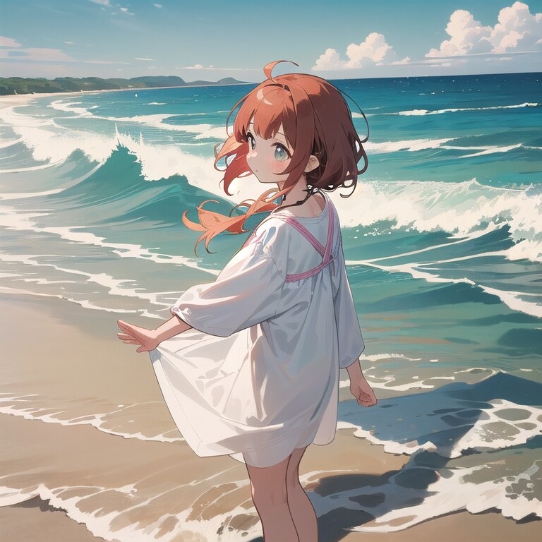 海岸と女の子