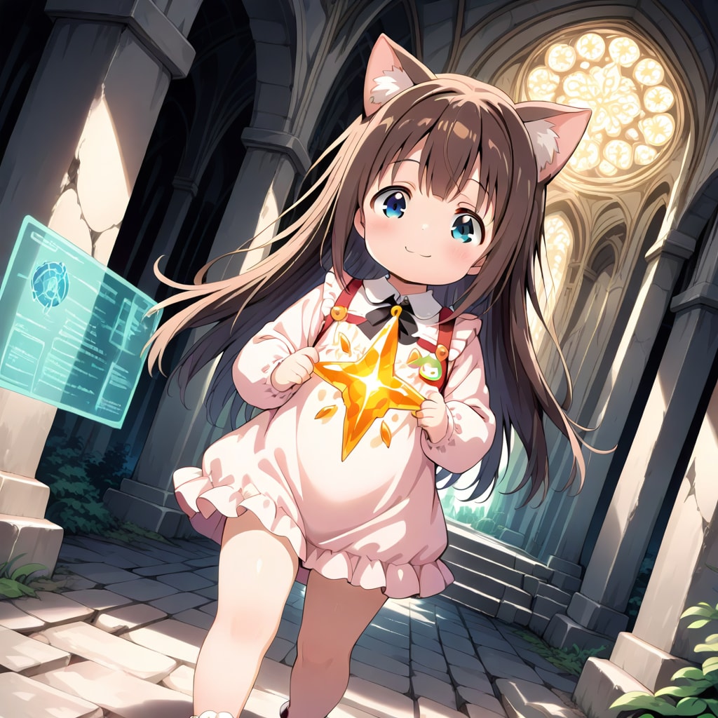 古代都市を進む小さな女の子