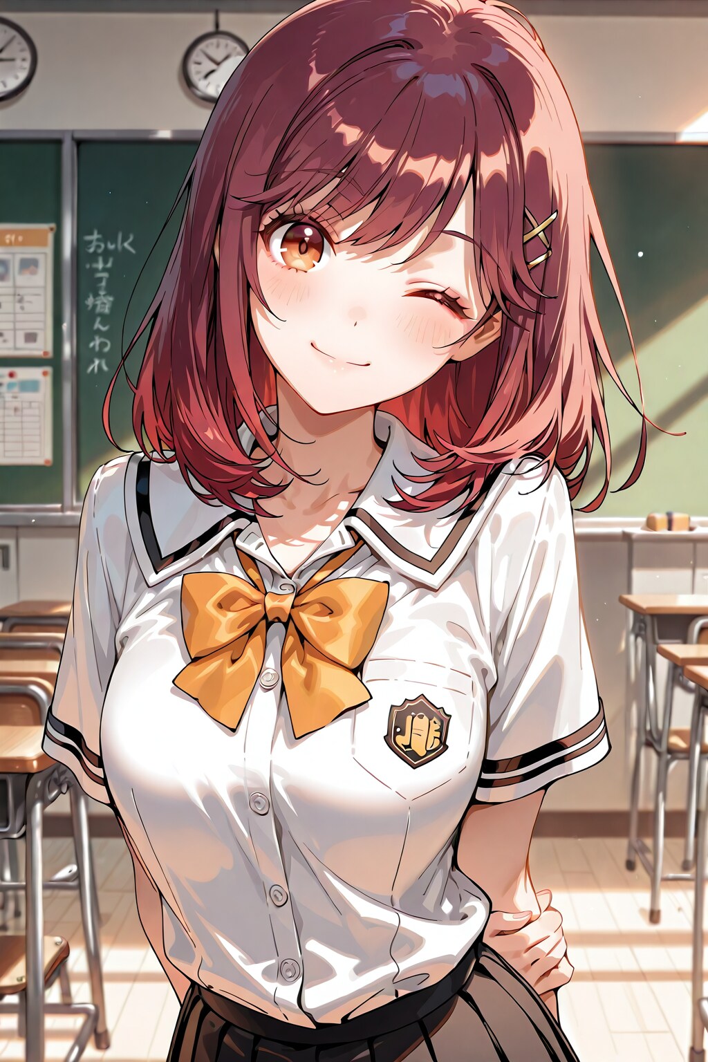 ウィンクするクラスメイト