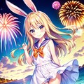 うさ耳セーラー服少女を花火大会に連れ出してみた 2枚目