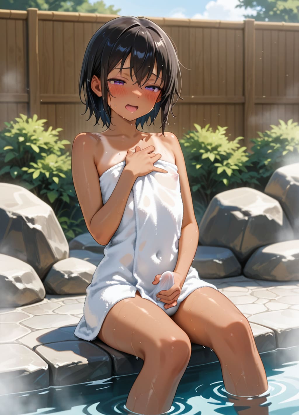 温泉で様子のおかしい男の子