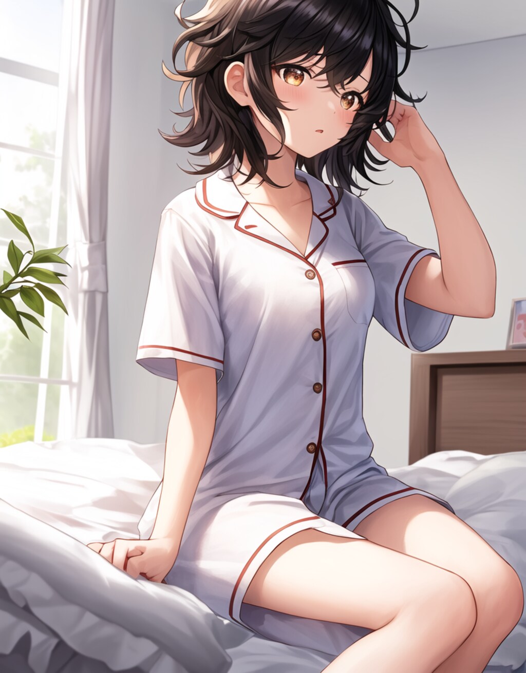 寝起きの子