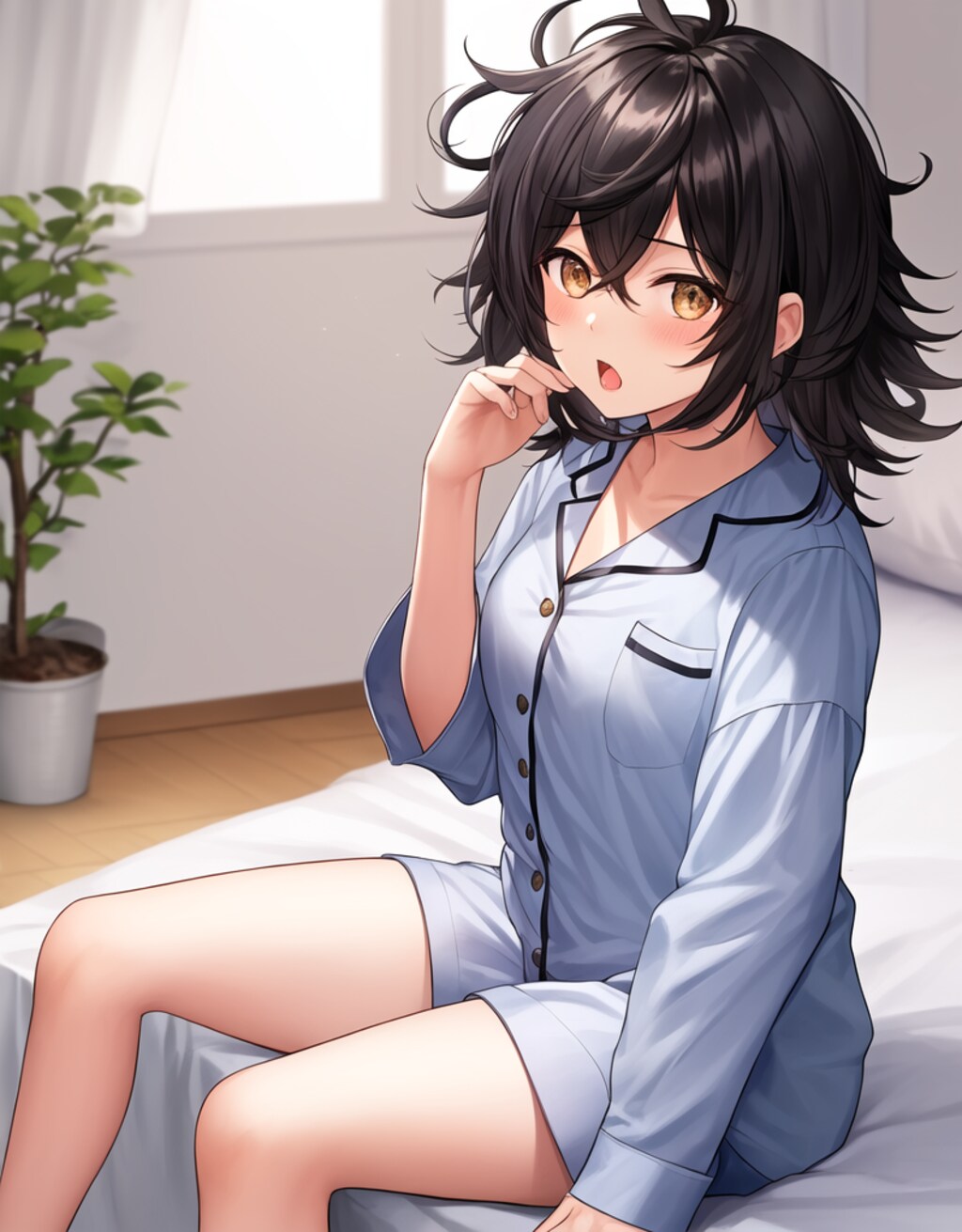 寝起きの子