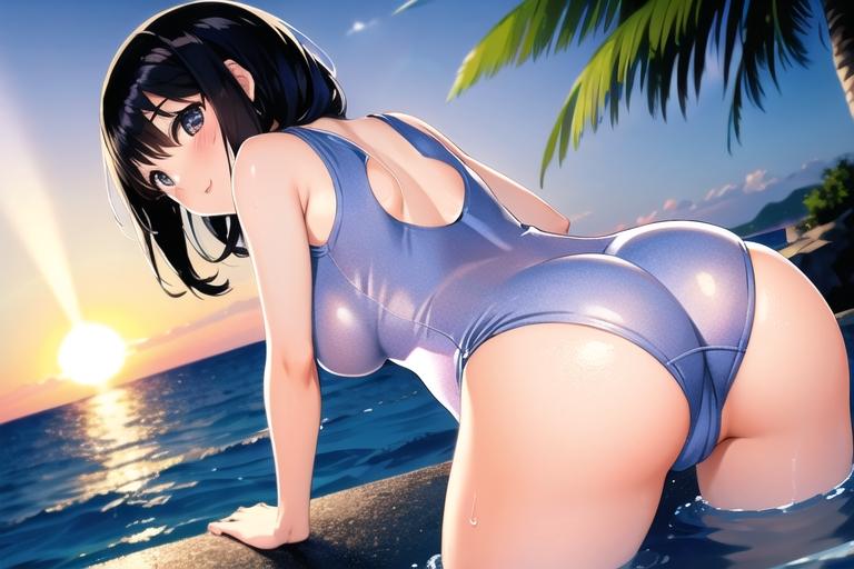 ワンピース水着のおねえさん