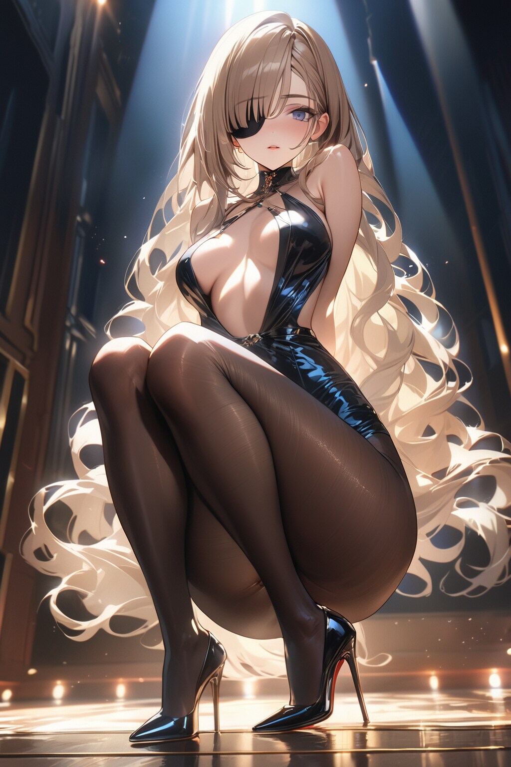 黒タイツを履いた眼帯の少女