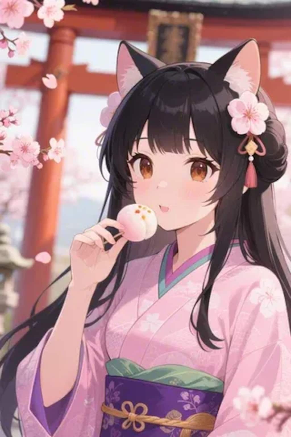 お餅を食べるさくらちゃん