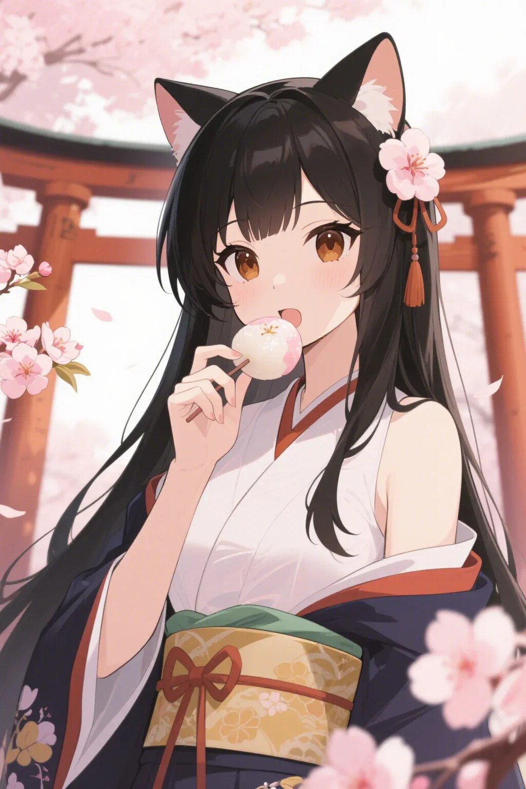 お餅を食べるさくらちゃん