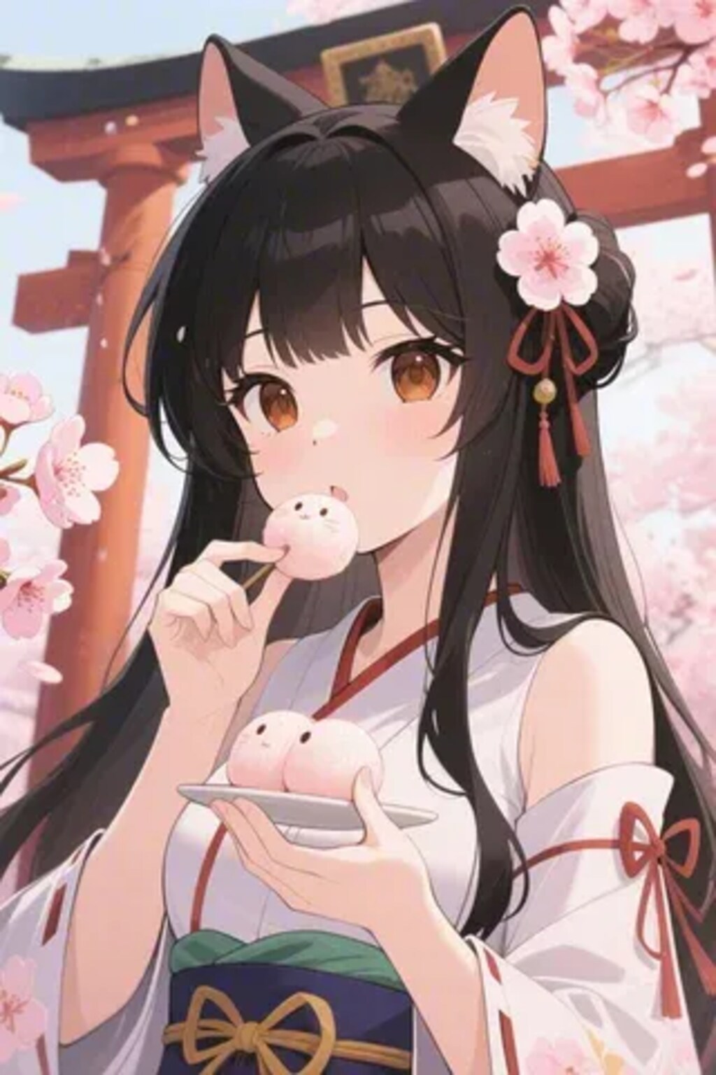 お餅を食べるさくらちゃん