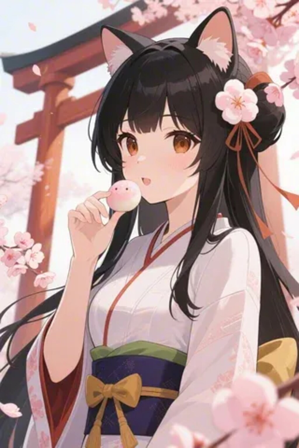 お餅を食べるさくらちゃん