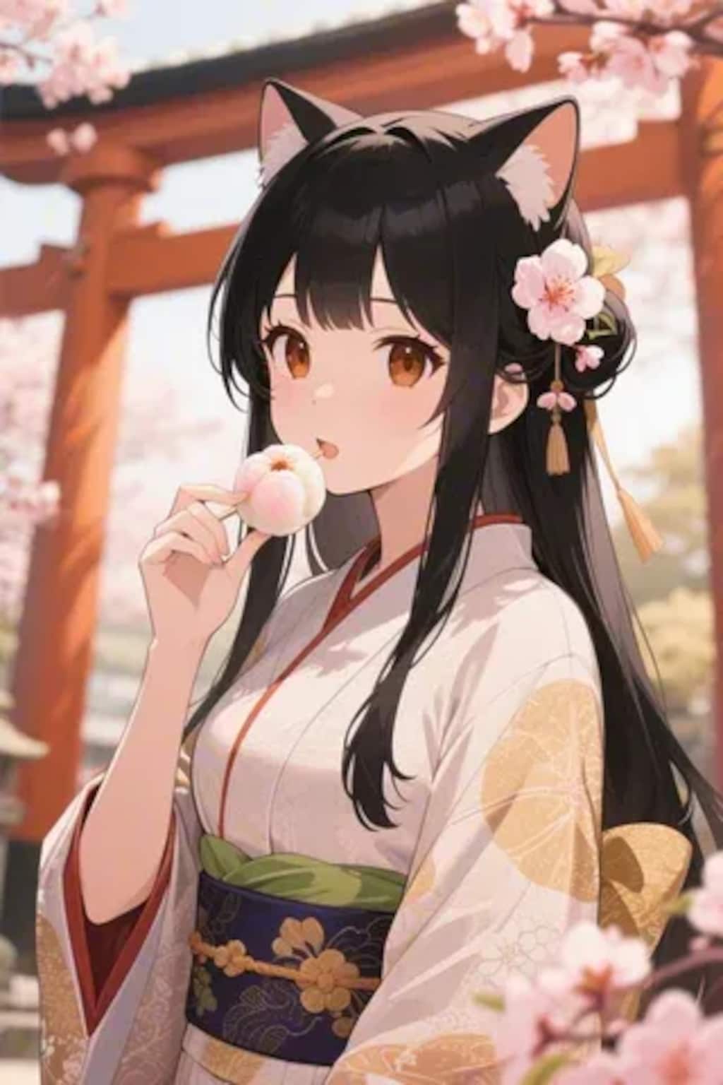 お餅を食べるさくらちゃん