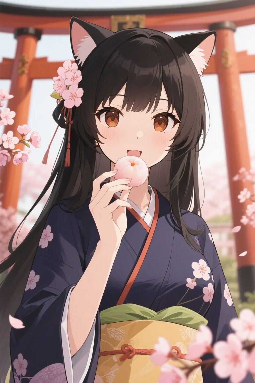 お餅を食べるさくらちゃん