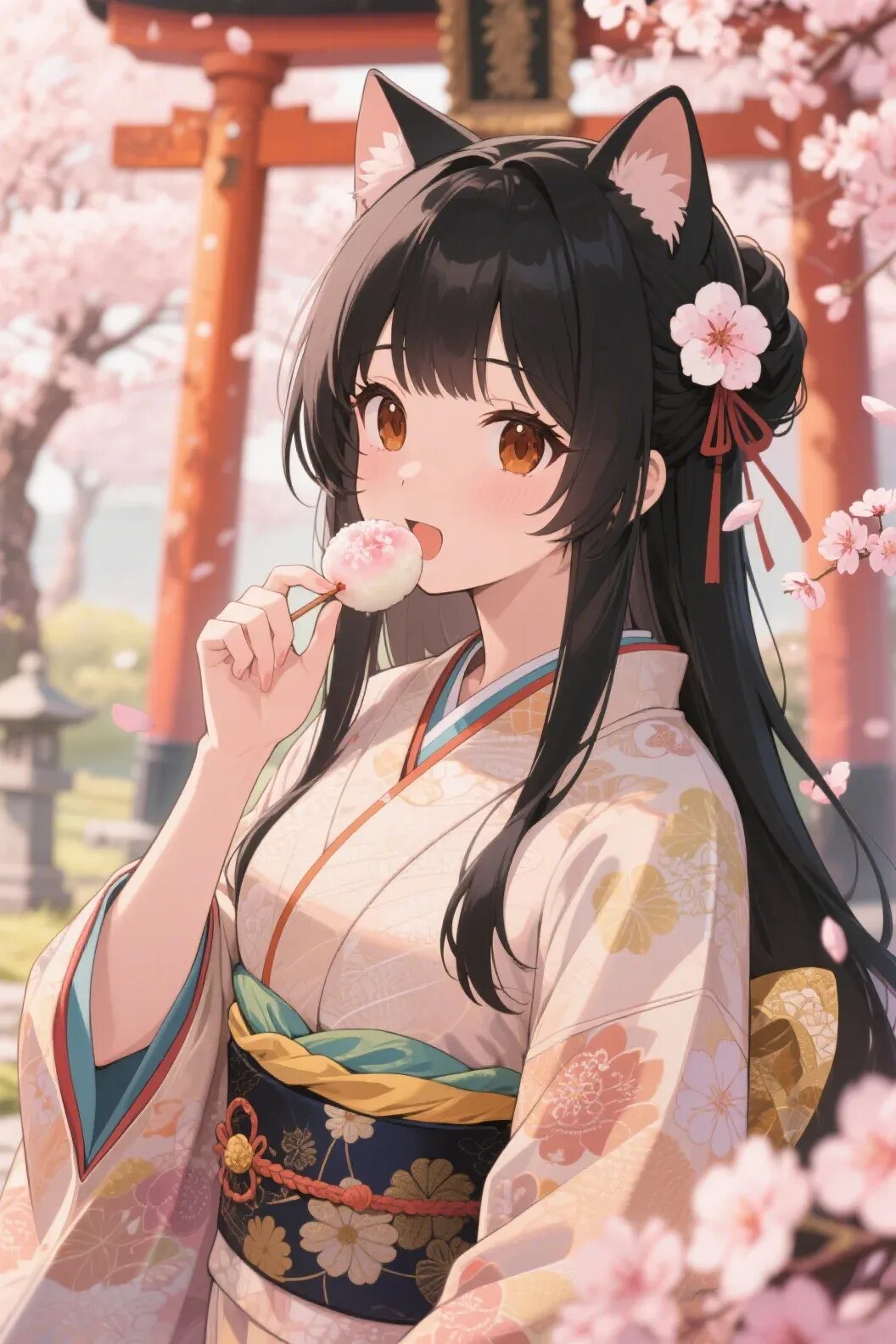 お餅を食べるさくらちゃん | の人気AIイラスト・グラビア