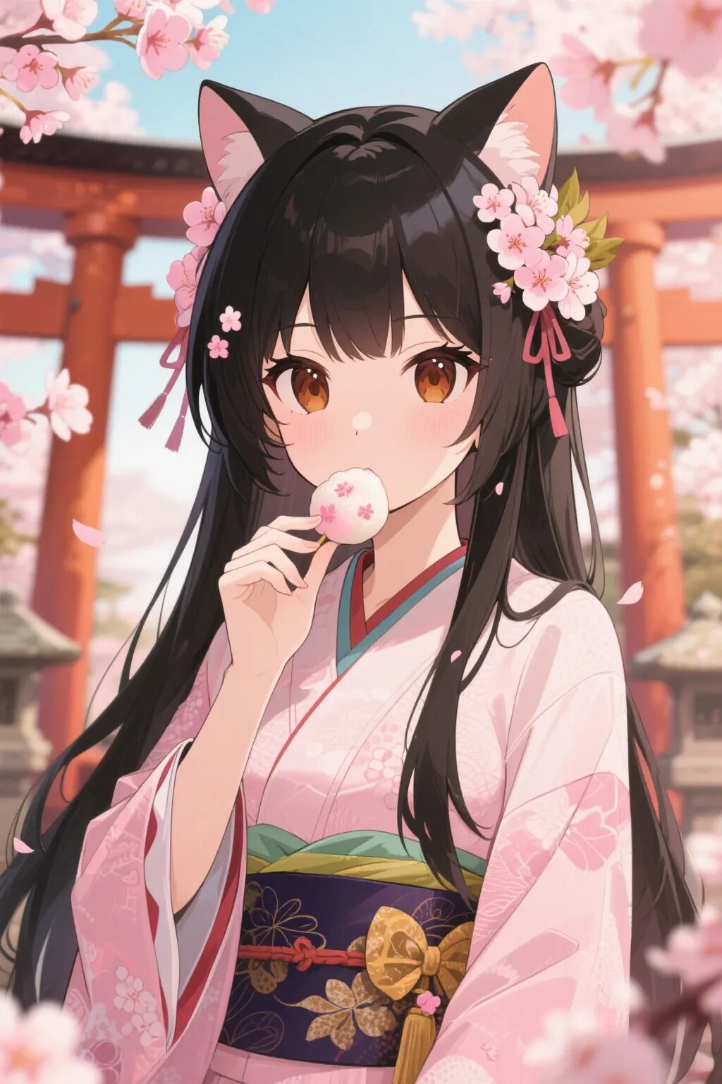 お餅を食べるさくらちゃん