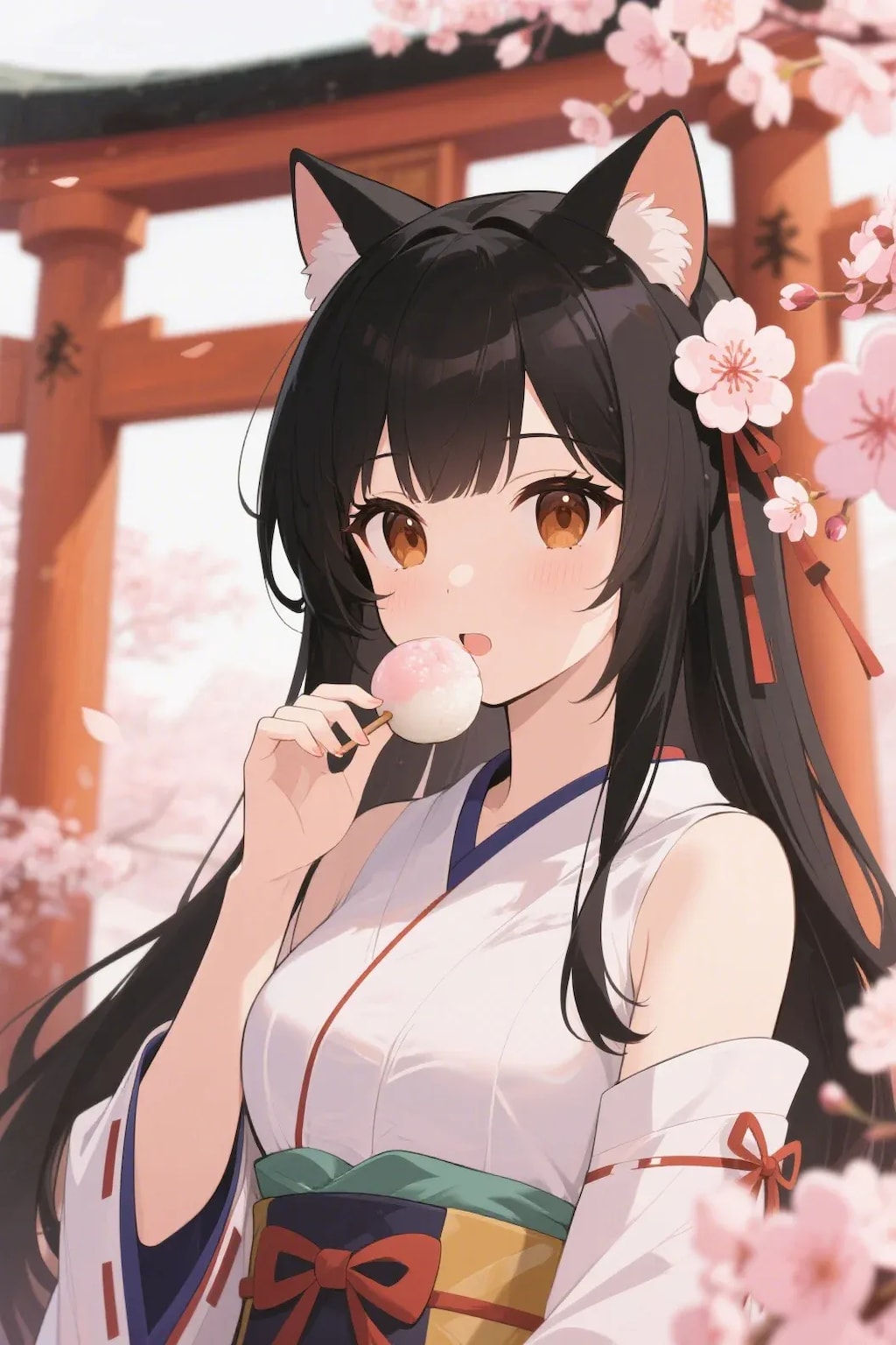 お餅を食べるさくらちゃん