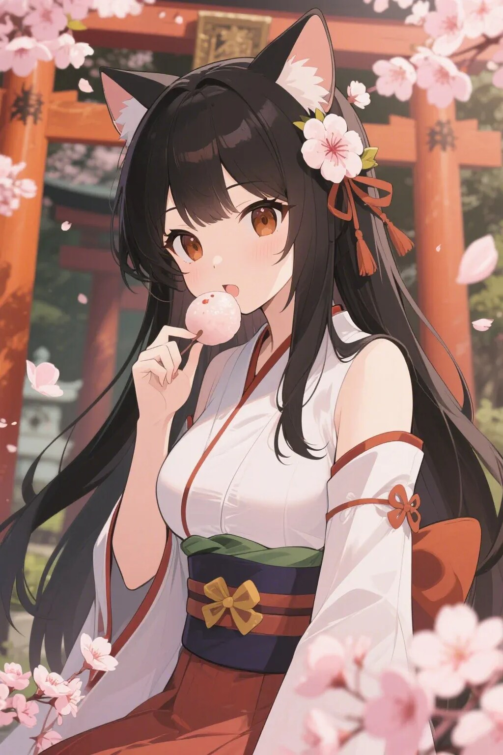 お餅を食べるさくらちゃん