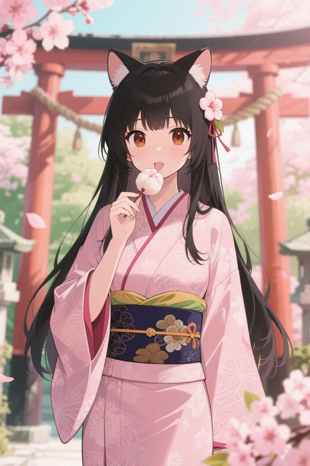 お餅を食べるさくらちゃん