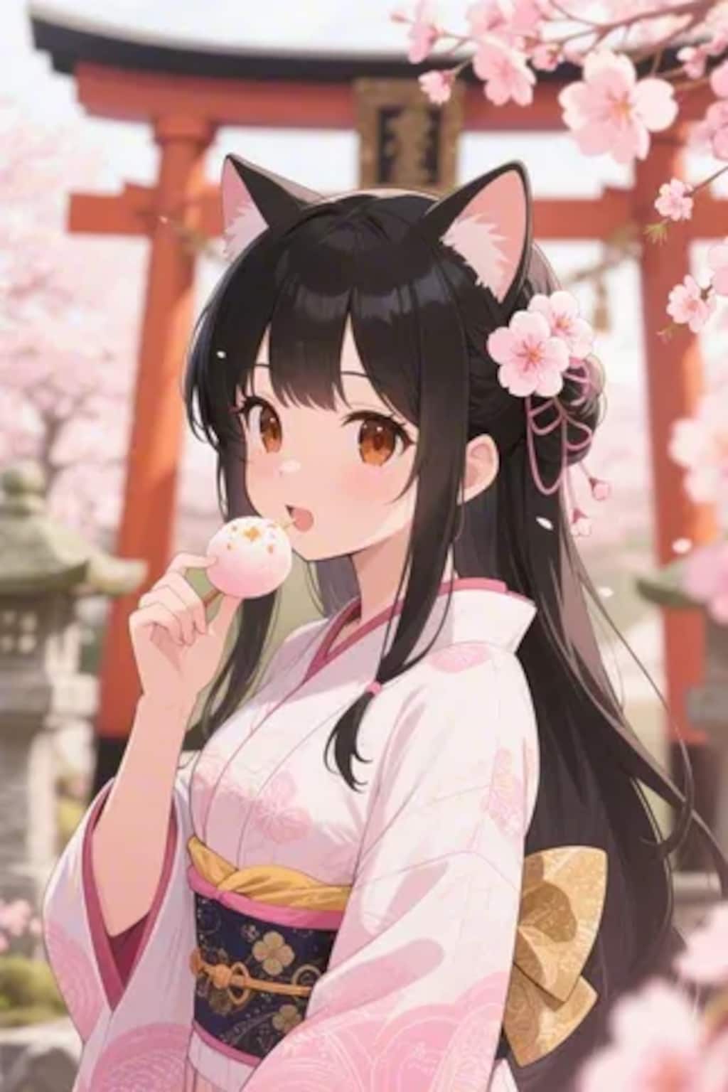 お餅を食べるさくらちゃん