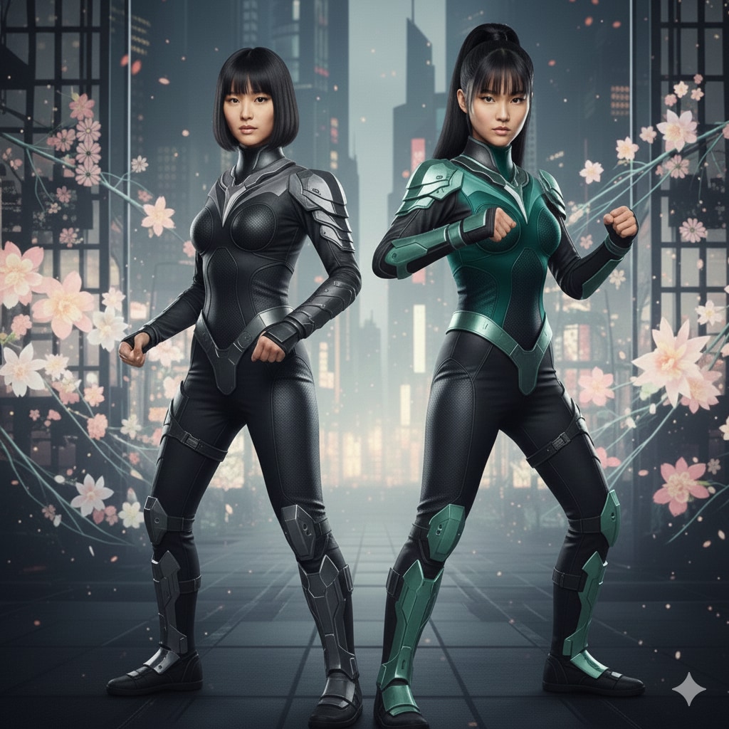 戦隊ヒロインのような双子 | の人気AIイラスト・グラビア